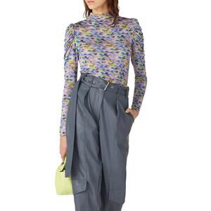 Tanya Taylor Shirt Womens X Small Blue‎ Purple Green Adonica Mock Neck Cropped